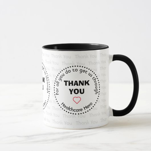 Mug Héros de soins de santé sur mesure en MERCI (Droite)