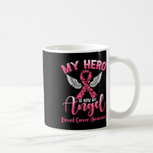 Mug Héros est maintenant mon ange Ruban rose du cancer