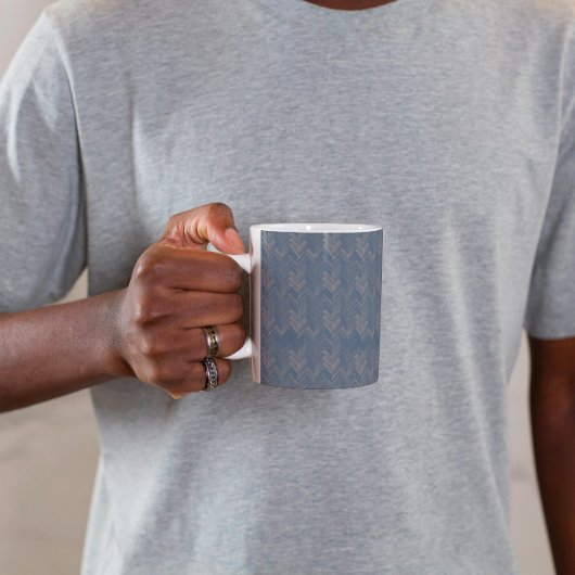 Mug Herringbone Chevron Motif Retro Blue