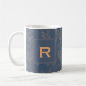 Mug Herringbone Chevron Motif Retro Blue Personal (Gauche)