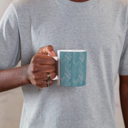 Mug Herringbone Chevron Motif Turquoise