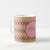 Mug Herringbone rose et or Personnalisé (Devant gauche)