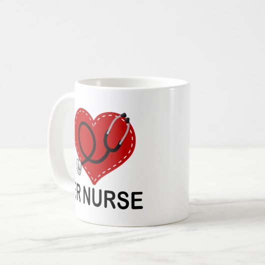 Mug Heu stéthoscope de coeur d'infirmière (Devant gauche)