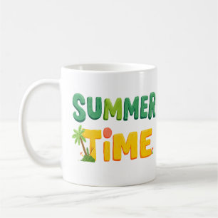 Mug Heure d'été - Heure d'été avec palmier et soleil