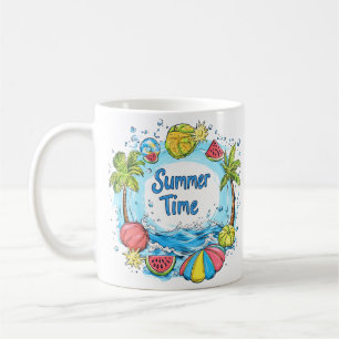Mug Heure d'été - Heure d'été Plage Illustration