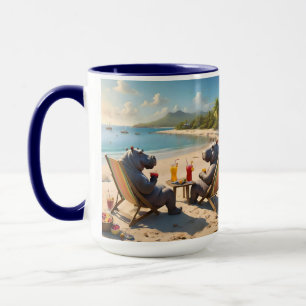 Mug Heure d'Hippo : Cocktails au bord de la plage et b