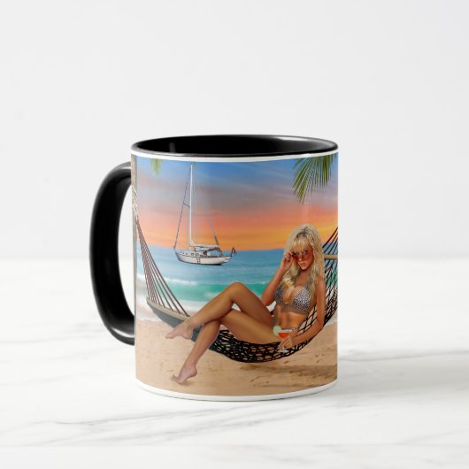 Mug Heure heureuse sur la plage (Devant gauche)