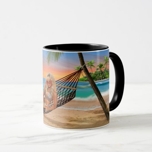 Mug Heure heureuse sur la plage (Devant droit)