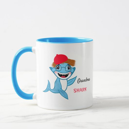 Mug Heureuse famille de requins grand-mère (Gauche)