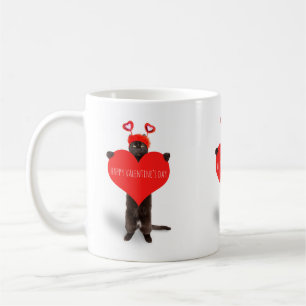 Mug Heureuse Sainte-Valentin Cute Chat tenant Humour d