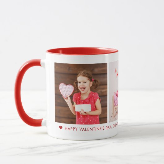 Mug Heureuse Sainte-Valentin Daddy 3 Photo personnalis (Gauche)