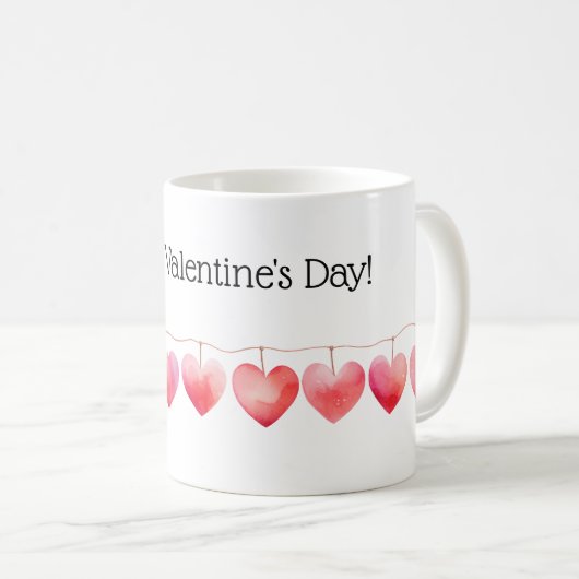 Mug Heureuse Sainte-Valentin de bannière des Coeurs d' (Devant droit)