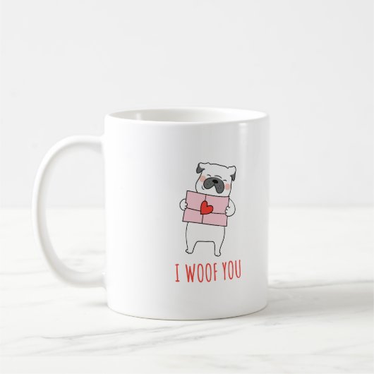 Mug Heureuse Sainte-Valentin - Drôle Chien Valentine C (Gauche)