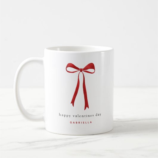 Mug Heureuse Sainte-Valentin mignon rouge Bow (Gauche)