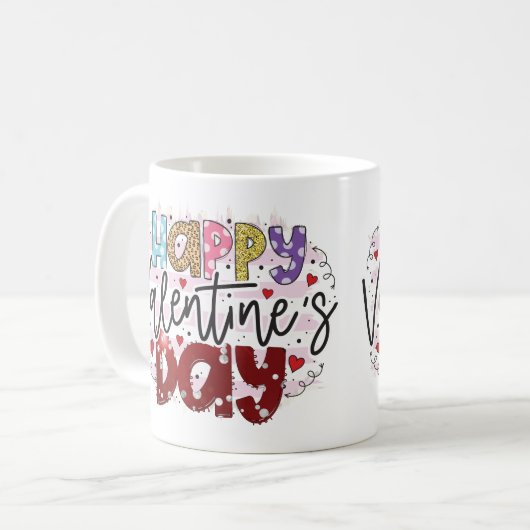 Mug Heureuse Sainte-Valentin moderne (Devant gauche)