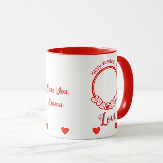 Mug Heureuse Sainte-Valentin Romantique Coeurs rouges  (Devant droit)