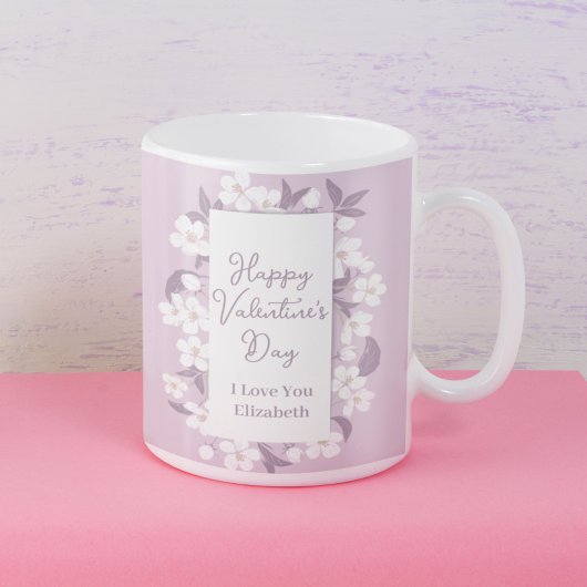 Mug Heureuse Sainte-Valentin romantique rose floral pe
