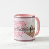 Mug Heureuse Sainte-Valentin rose coeur Multi Photo (Devant droit)