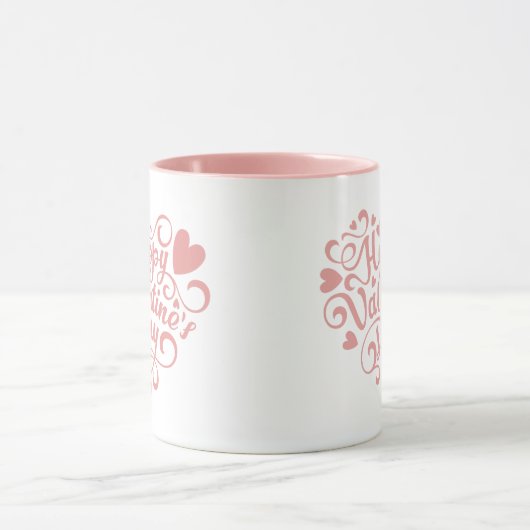 Mug Heureuse Sainte-Valentin rose moderne (Centre)