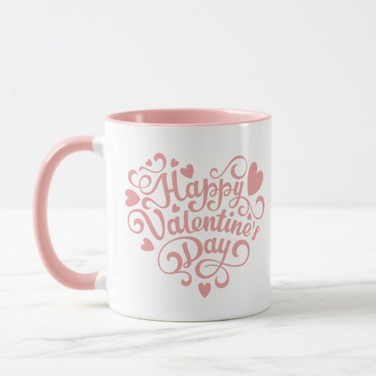 Mug Heureuse Sainte-Valentin rose moderne (Gauche)
