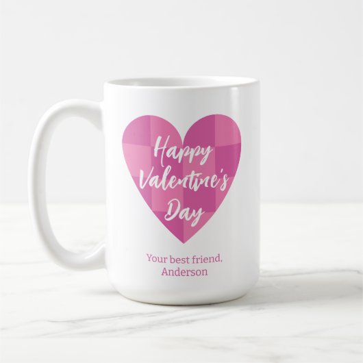 Mug Heureuse Sainte-Valentin rose plat (Gauche)