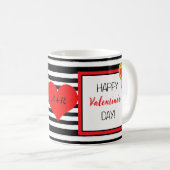 Mug Heureuse Sainte-Valentin Rouge Coeur Noir Blanc Bl (Devant droit)