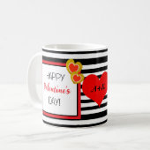 Mug Heureuse Sainte-Valentin Rouge Coeur Noir Blanc Bl (Devant gauche)