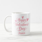 Mug Heureuse Sainte-Valentin Script Cute Coeurs Rose (Gauche)