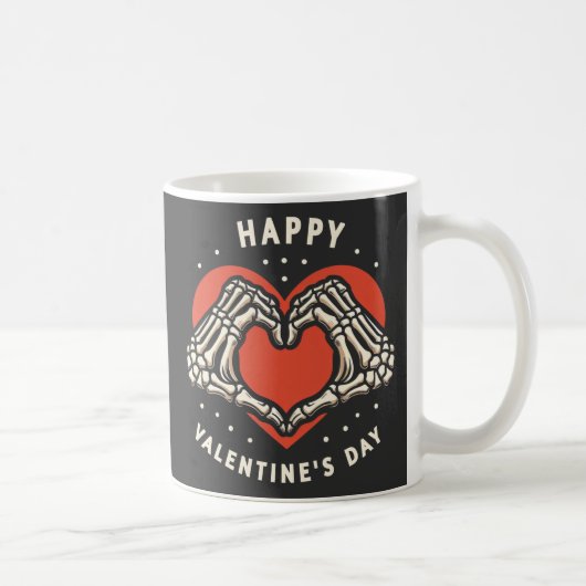Mug Heureuse Sainte-Valentin Skeleton Mains de coeur (Droite)