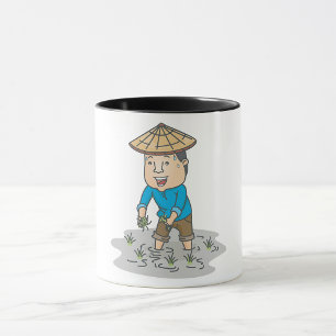 Mug Heureux agriculteur de rizière