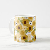 Mug Heureux chien samoyé dans le jardin de tournesol m (Devant gauche)