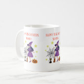 Mug heureux Halloween sorcière balai chat citrouille (Devant gauche)