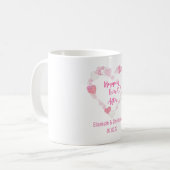 Mug Heureux Jamais après la Glittery Mariage de Coeurs (Devant gauche)