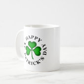 Mug HEUREUX ST. PATRICK'S DAY Texte avec Shamrock vert (Devant gauche)