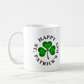Mug HEUREUX ST. PATRICK'S DAY Texte avec Shamrock vert (Gauche)