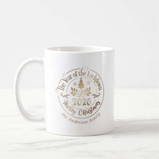 Mug heureux vacances lock-down année or (Gauche)