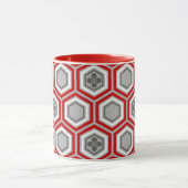 Mug Hexagonal Kimono Imprimer, rouge et gris / gris (Centre)