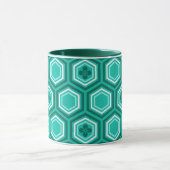 Mug Hexagonal Kimono Imprimer, Turquoise, Aqua et Blan (Centre)