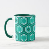 Mug Hexagonal Kimono Imprimer, Turquoise, Aqua et Blan (Gauche)