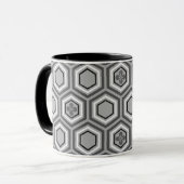 Mug Hexagonal Kimono Print, Grey / Grey and White (Devant gauche)