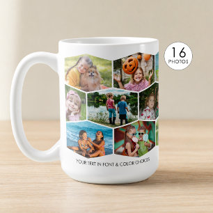 Mug Hexagone 16 Motif de collage de photos personnalis
