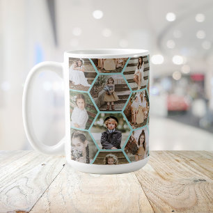 Mug Hexagone 24 Jeté de photo collage sarcelle