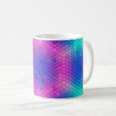 Mug Hexagones de l'échelle de sirène holographique ros (Devant droit)