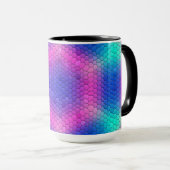 Mug Hexagones de l'échelle de sirène holographique ros (Devant droit)