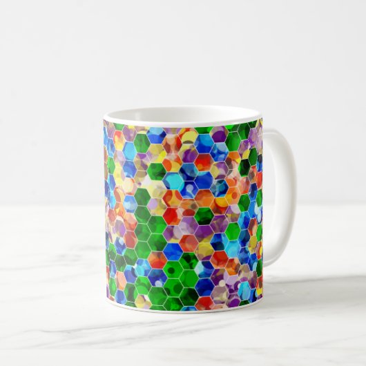 Mug Hexagons horizontaux de pixels 11oz (Devant droit)