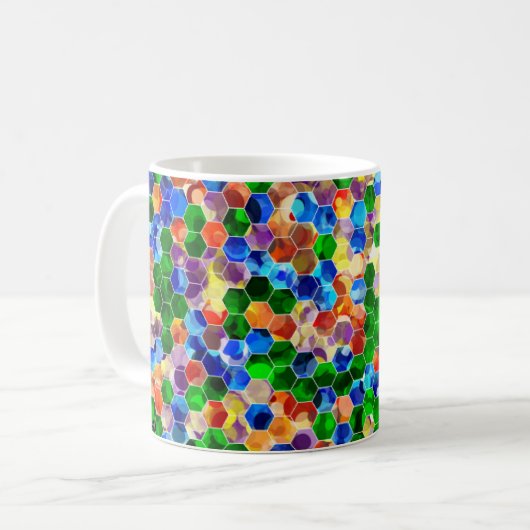Mug Hexagons horizontaux de pixels 11oz (Devant gauche)