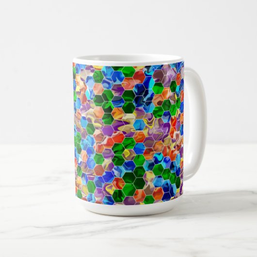 Mug Hexagons horizontaux pivotent de 15 oz (Devant droit)