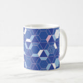 Mug Hexagons, triangles : motif abstrait géométrique. (Devant droit)