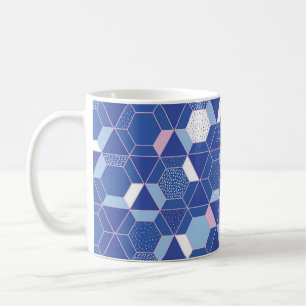 Mug Hexagons, triangles : motif abstrait géométrique.