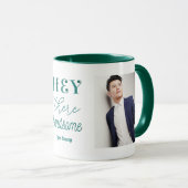 Mug Hey belle citation Green White Photo (Devant droit)